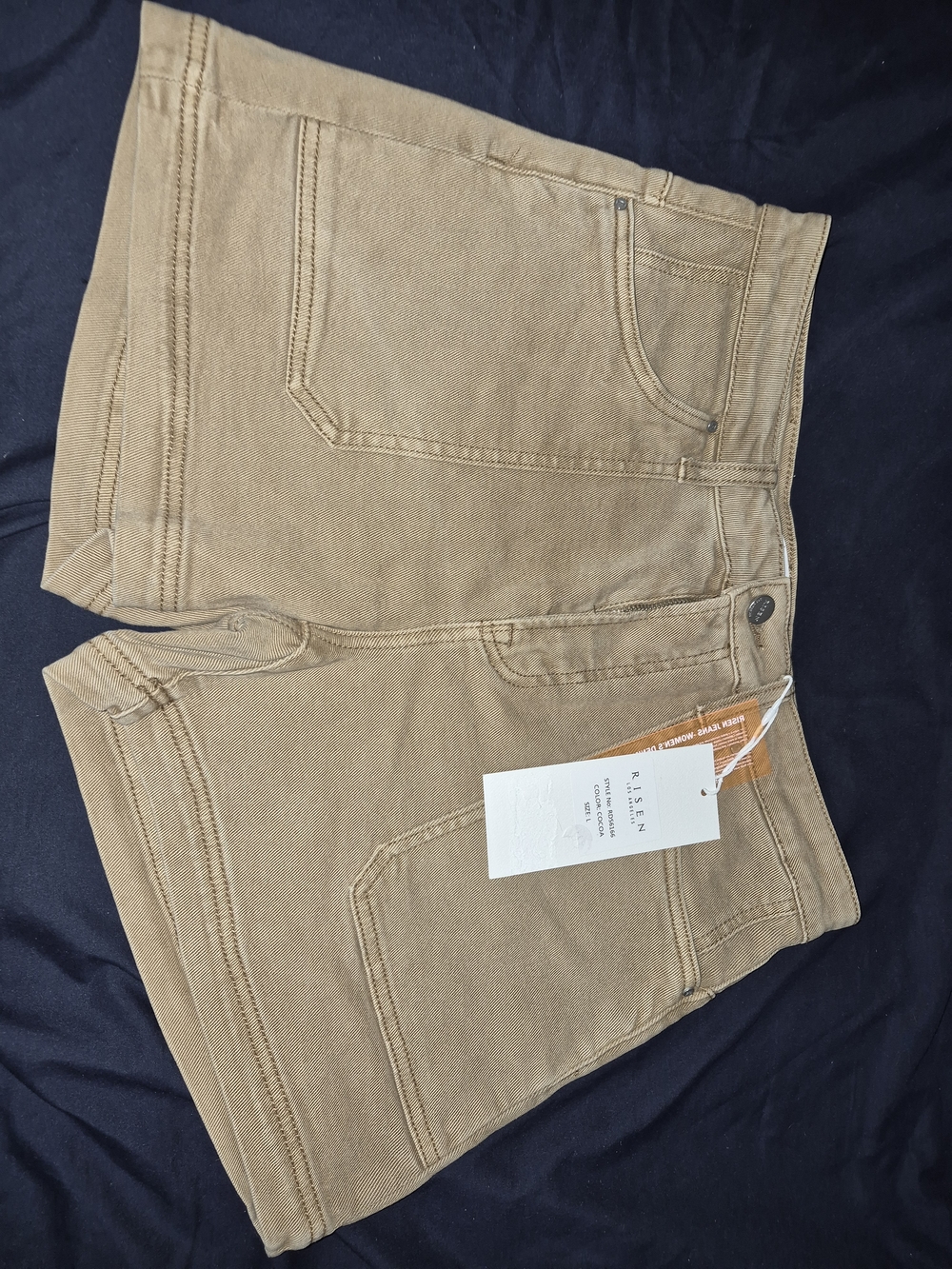 High-Rise Tan Jean Shorts